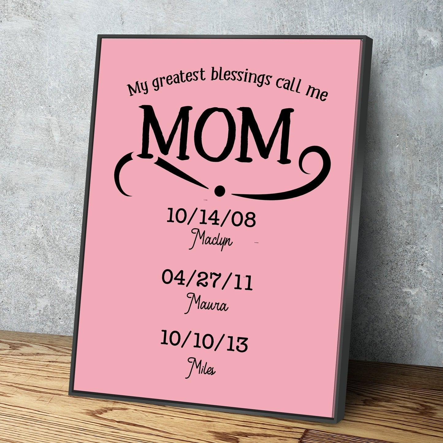 Personalized Gifts for Mom | Mothers Day Canvas | Mom Canvas | My Greatest Blessings Call Me Mom | Canvas Wall Art Pink