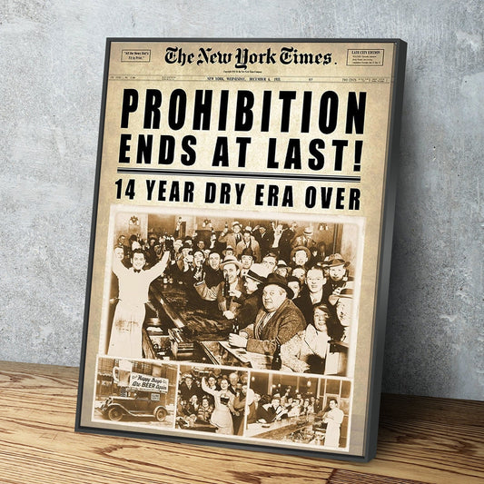 End At Last Prohibition 1933 Repeal - Newspaper Art Print Portrait Vintage Poster Canvas Wall Art Décor Gift Bar Decor