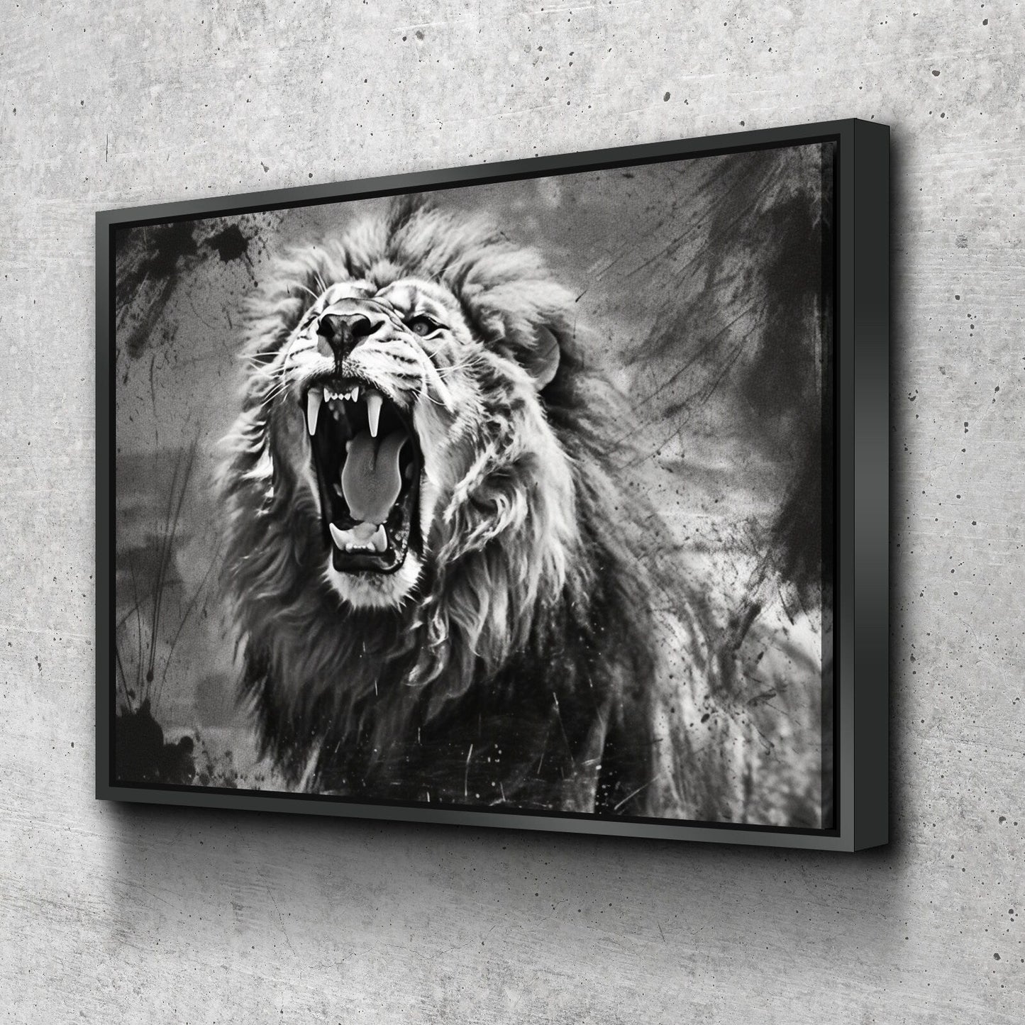 Lion Wall Art | Lion Canvas | Living Room Bedroom Canvas Wall Art Set | Black and White Lion Roar Stylized