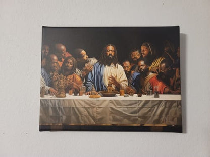 Black Jesus Last Supper Canvas Art | African American Wall Decor for Living Room v3