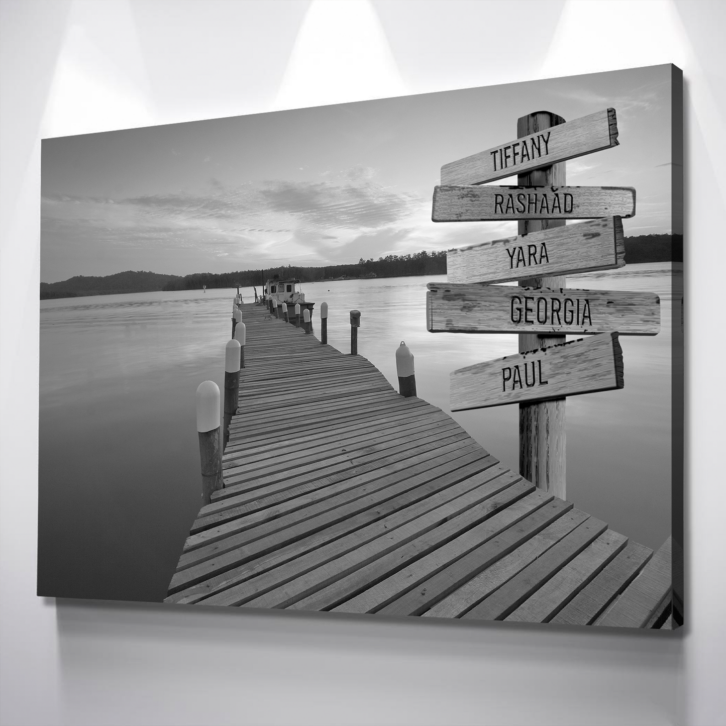 Valentines Day Gift for Him and Her | Personalized Lake Dock Canvas Wall Art