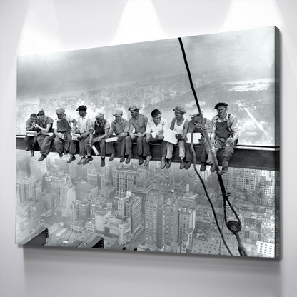 Lunch Atop a Skyscraper | Lunch on a Skyscraper- Canvas Wall Art Framed Print Poster