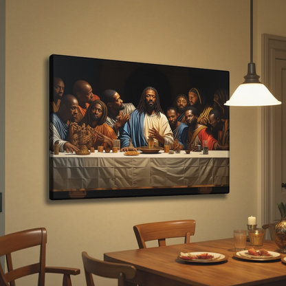 Black Jesus Last Supper Canvas Art | African American Wall Decor for Living Room v3