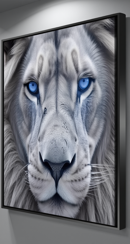 Blue-Eyed Arctic Lion Wall Art | Canvas Wall Decor for Living Room & Bedroom