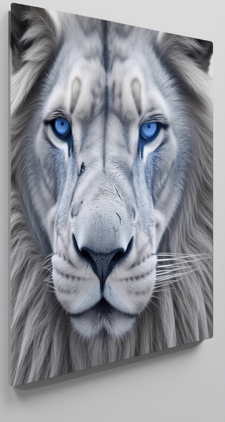 Blue-Eyed Arctic Lion Wall Art | Canvas Wall Decor for Living Room & Bedroom