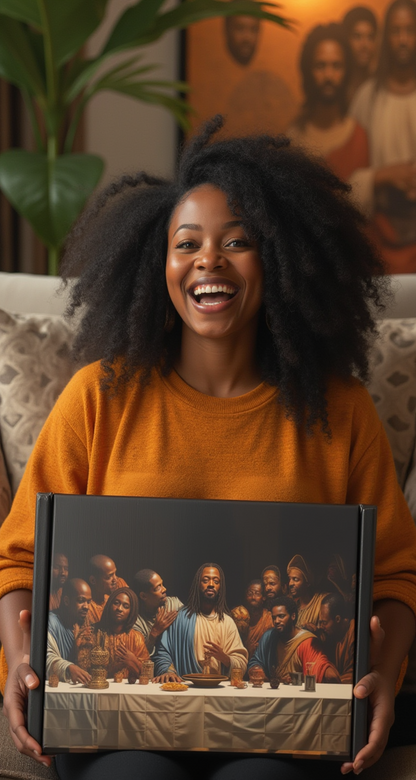 Black Jesus Last Supper Canvas Art | African American Wall Decor for Living Room v3