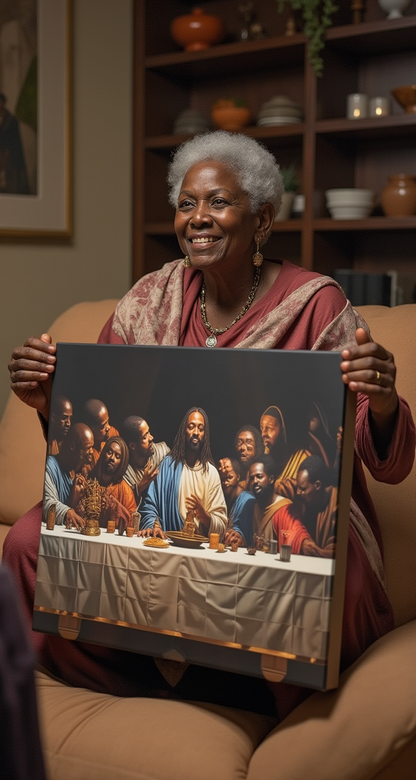 Black Jesus Last Supper Canvas Art | African American Wall Decor for Living Room v3