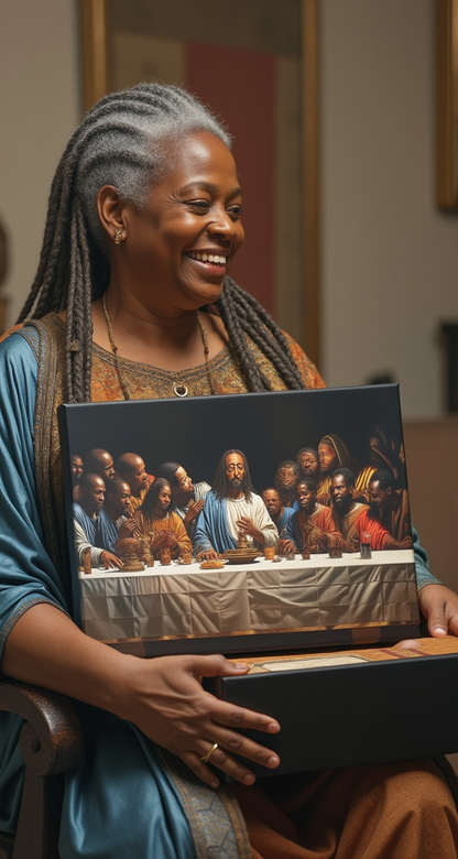 Black Jesus Last Supper Canvas Art | African American Wall Decor for Living Room v3