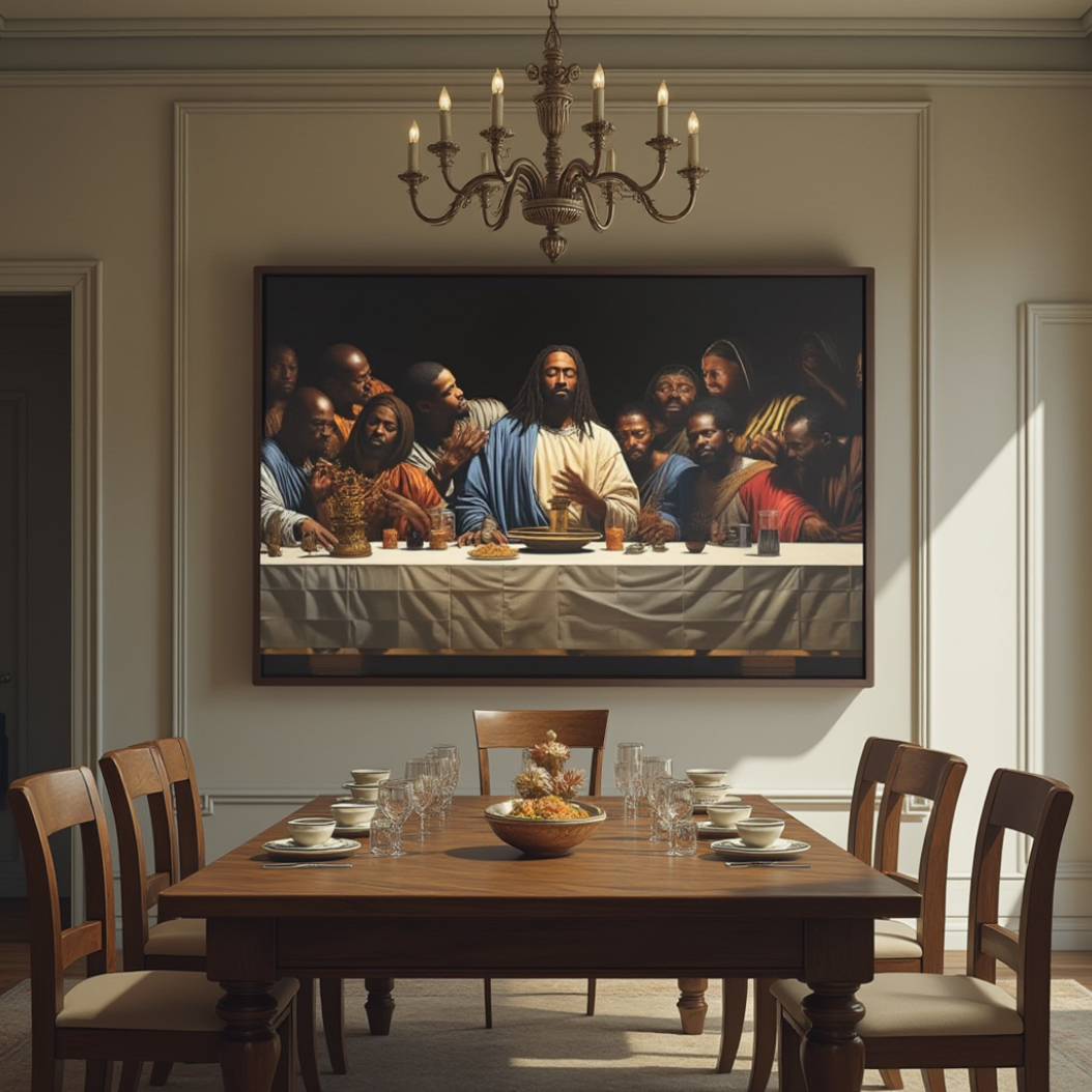 Black Jesus Last Supper Canvas Art | African American Wall Decor for Living Room v3