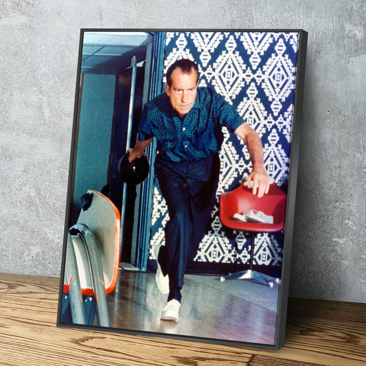 Pres. Richard Nixon Bowling Art Print Portrait Vintage Poster Canvas Wall Art Décor Gift