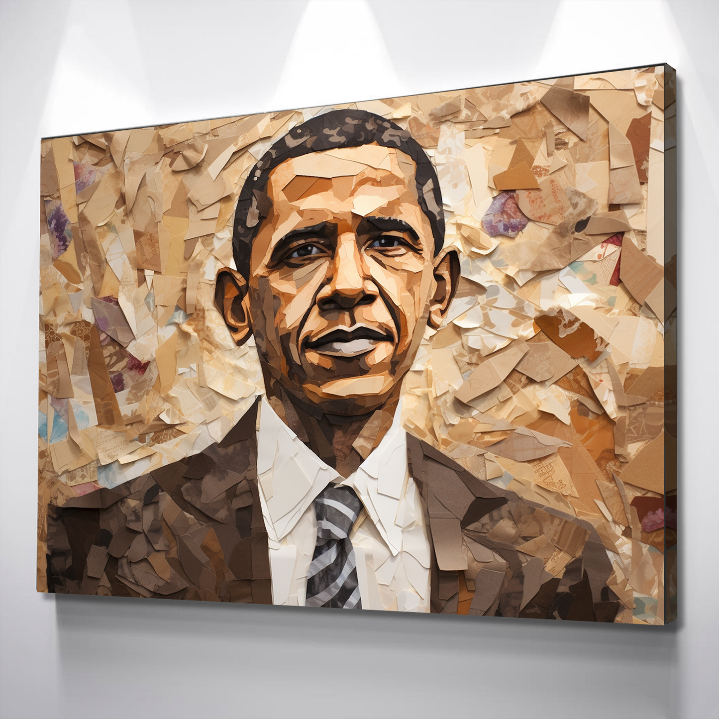 Barack Obama Collage African American Wall Art – Framed Canvas Print