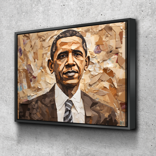 Barack Obama Collage African American Wall Art – Framed Canvas Print