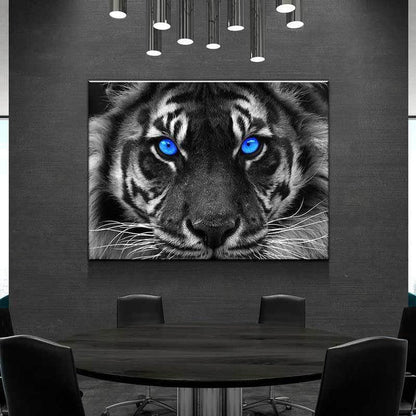 Tiger Wall Art | Tiger Canvas Art | Blue Eyed Tiger Canvas Wall Art Set