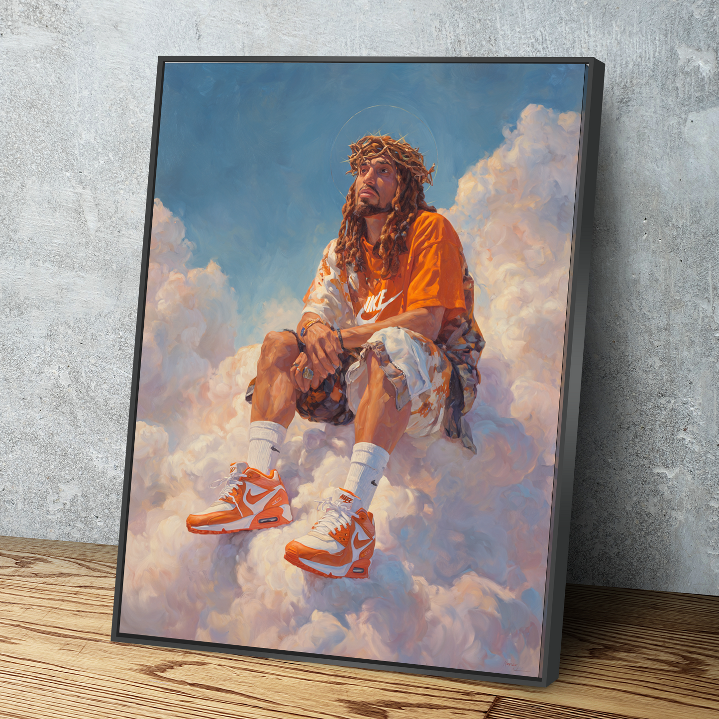 Black Jesus Drip Wall Art - Orange Drip – Modern African American Faith Canvas Decor