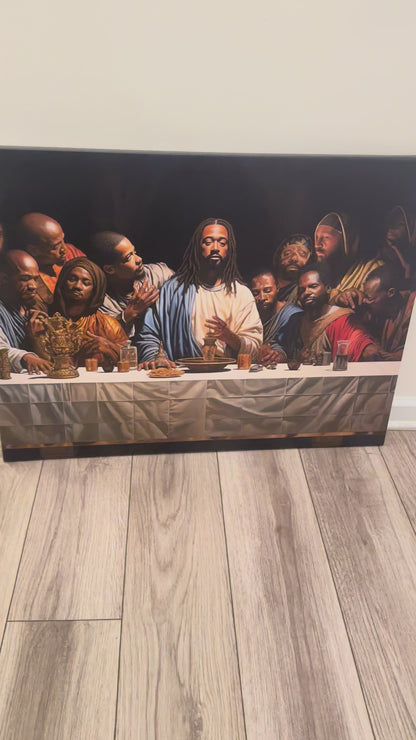 Black Jesus Last Supper Canvas Art | African American Wall Decor for Living Room v3