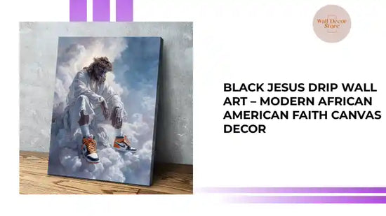 Black Jesus Drip Wall Art &ndash; Modern African American Faith Canvas Decor by@Outfy