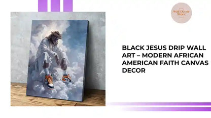 Black Jesus Drip Wall Art &ndash; Modern African American Faith Canvas Decor by@Outfy