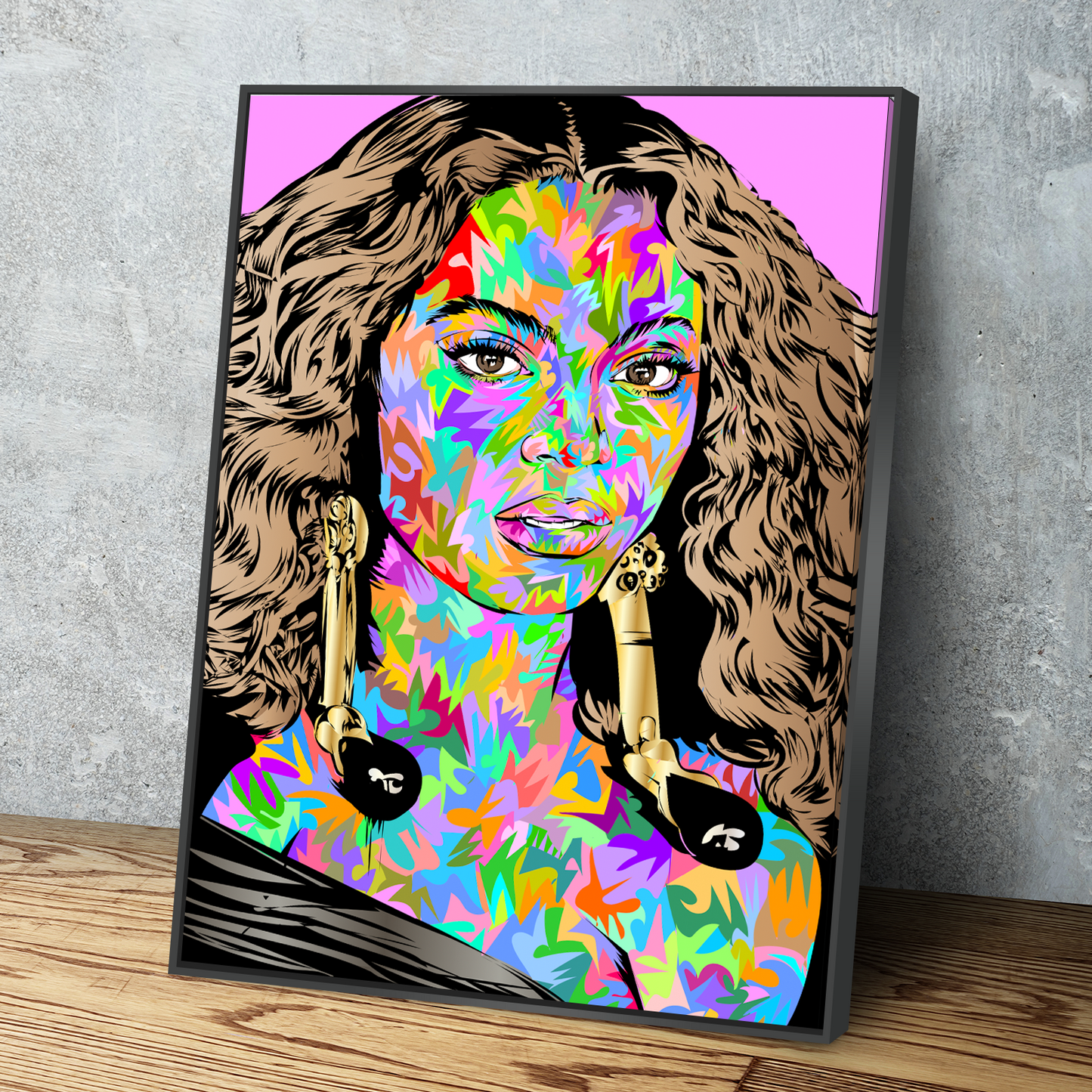 technodrome1 | African American Art | Queen Bey Bee Music Legend | Canvas Wall Art Framed Print Poster