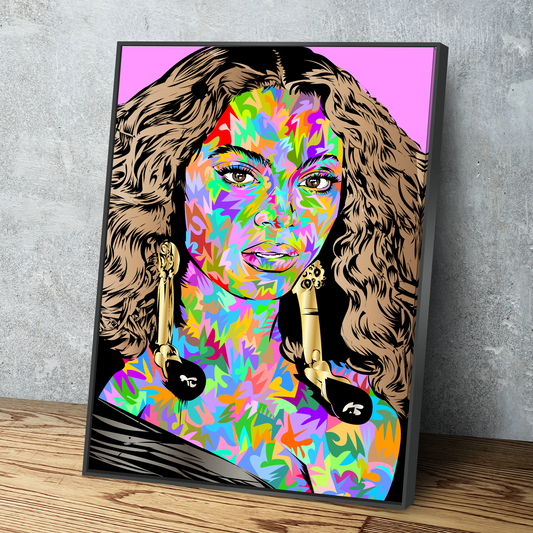 technodrome1 | African American Art | Queen Bey Bee Music Legend | Canvas Wall Art Framed Print Poster