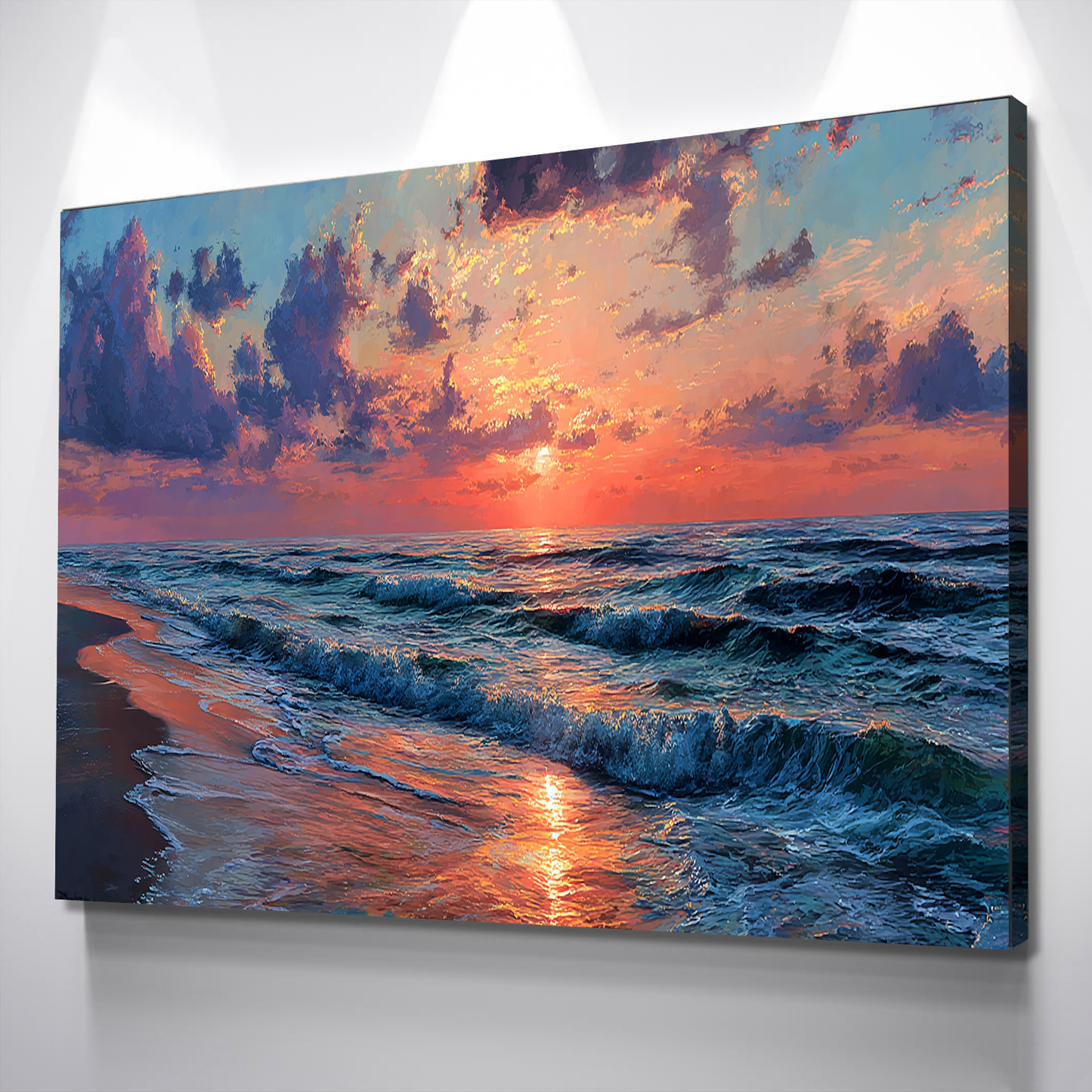 Ocean Sunset Canvas Wall Art – Coastal Beach Decor for Tranquil Spaces