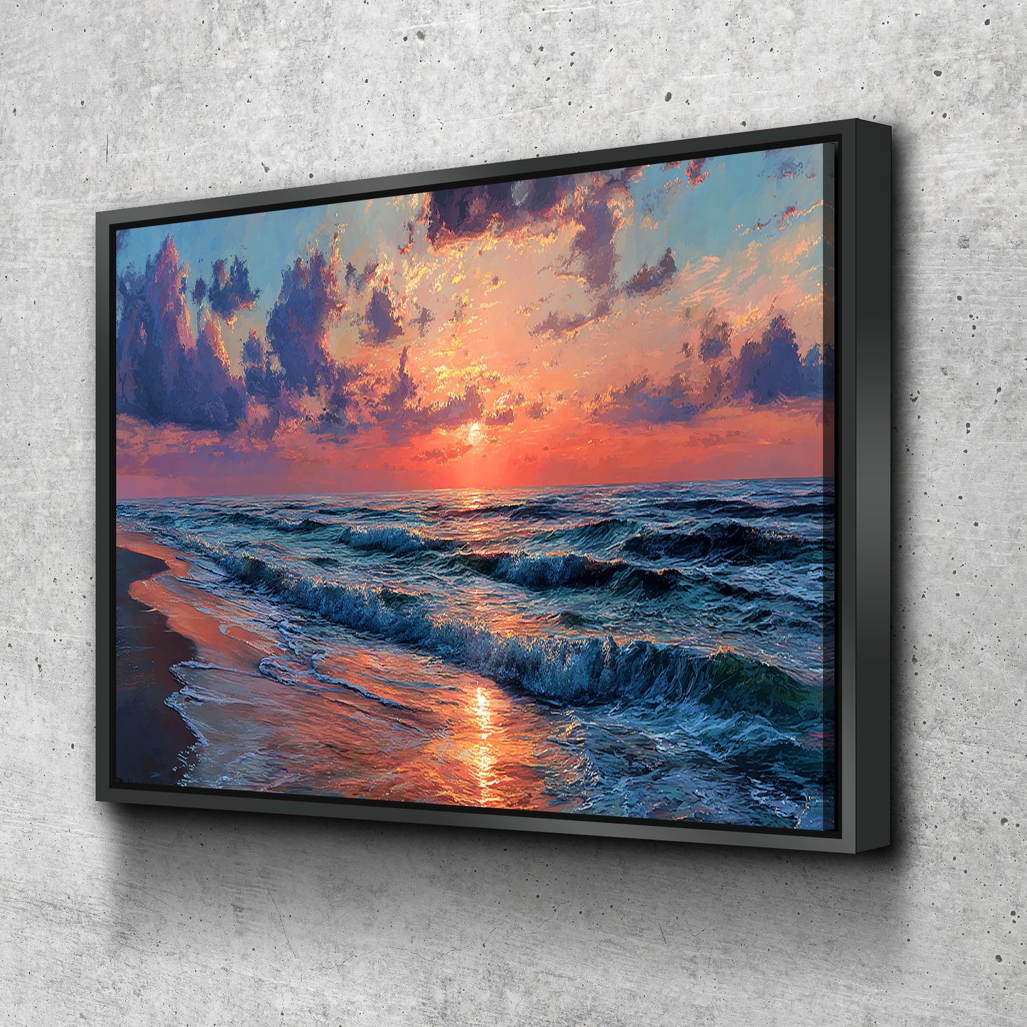 Ocean Sunset Canvas Wall Art – Coastal Beach Decor for Tranquil Spaces