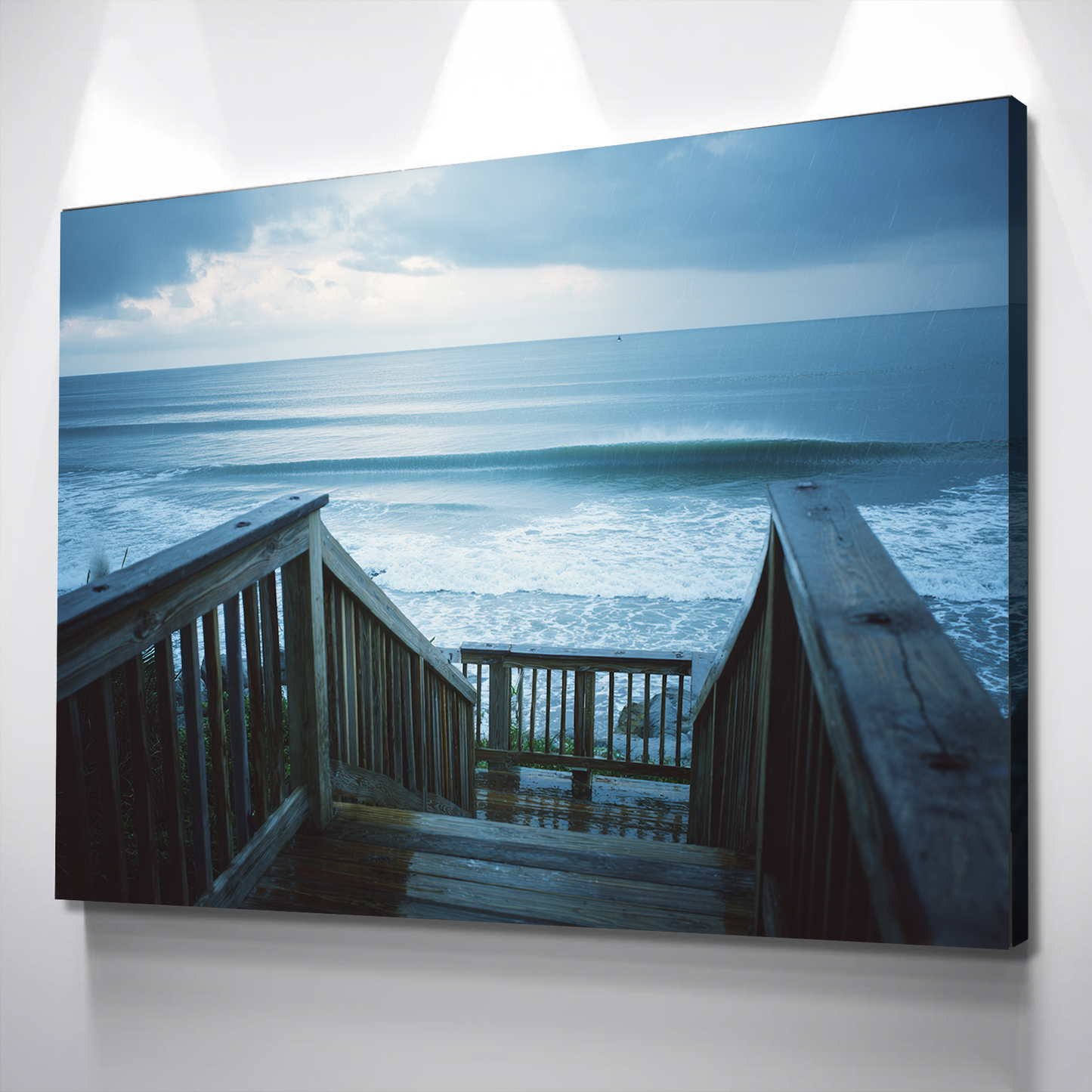 Ocean Calm: Stairway to Serenity Canvas Wall Art