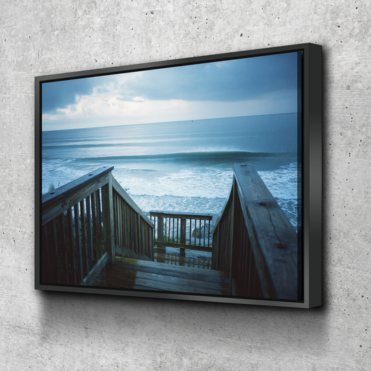 Ocean Calm: Stairway to Serenity Canvas Wall Art
