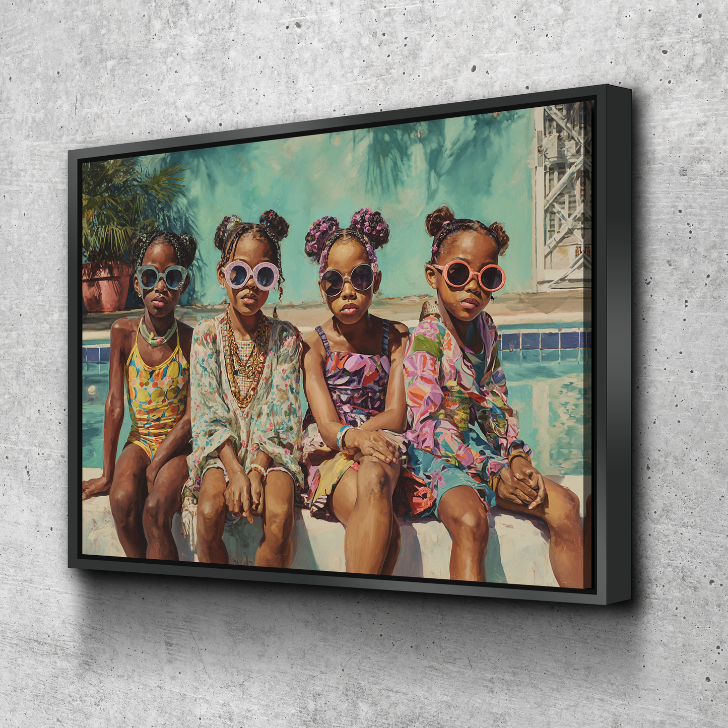 "Poolside Princesses" – Black Girl Magic Summer Vibes African American Canvas Wall Art
