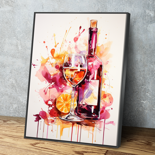 Kitchen Wall Art | Kitchen Canvas Wall Art | Kitchen Prints | Kitchen Artwork | Wine Bottle Glass v2