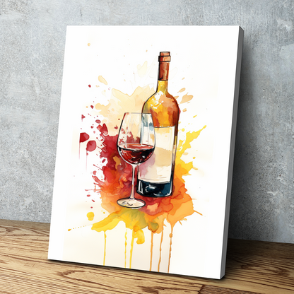Kitchen Wall Art | Kitchen Canvas Wall Art | Kitchen Prints | Kitchen Artwork | Wine Bottle Glass v4