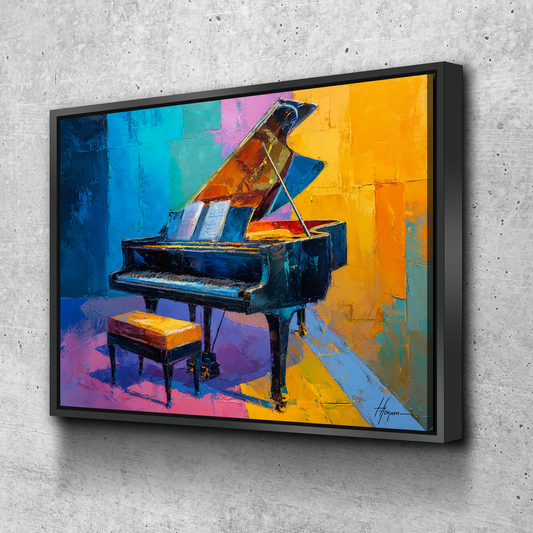Colorful Piano Canvas Wall Art – Bold Music Room Decor