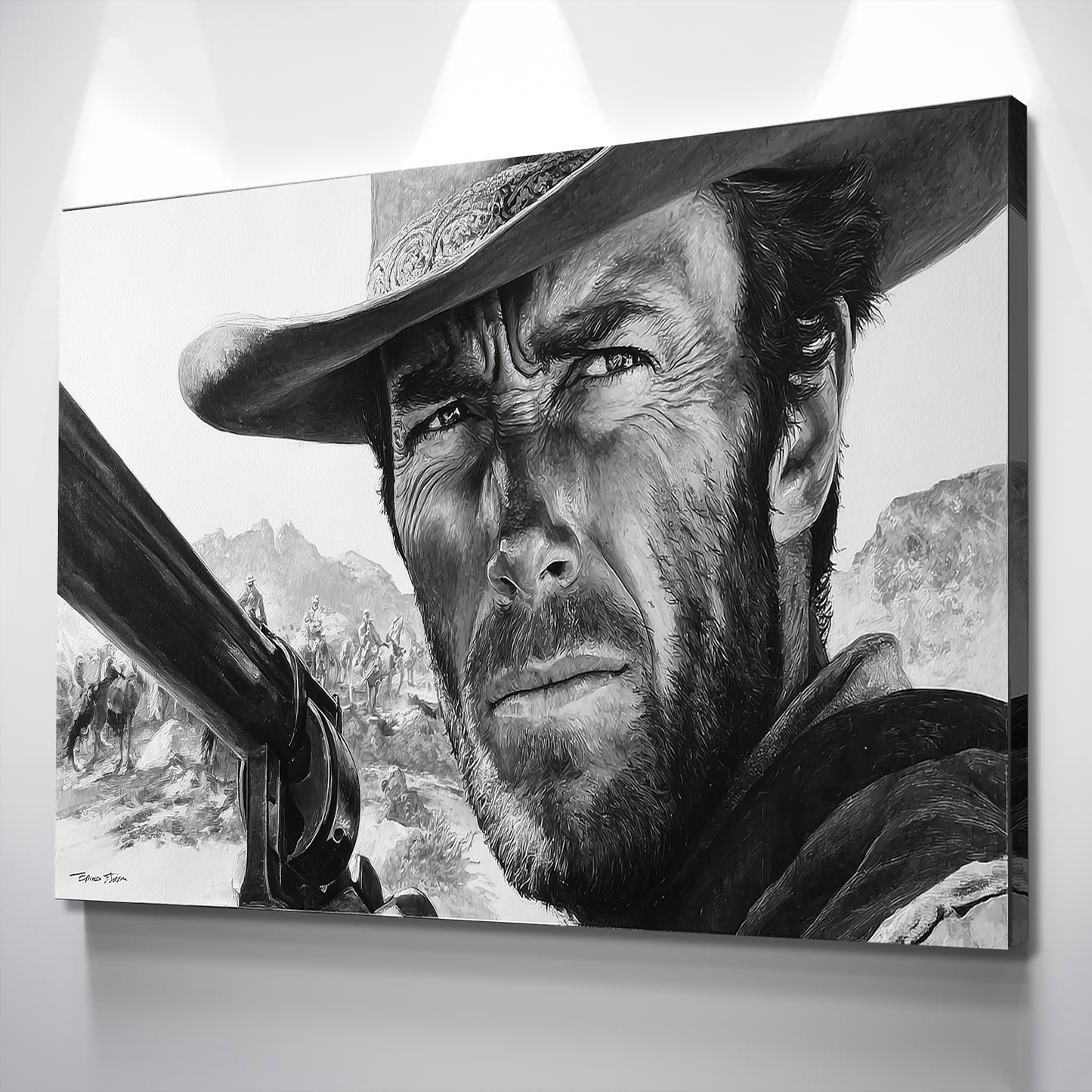 “The Look of Grit” Clint Cowboy Close-Up Canvas Wall Art