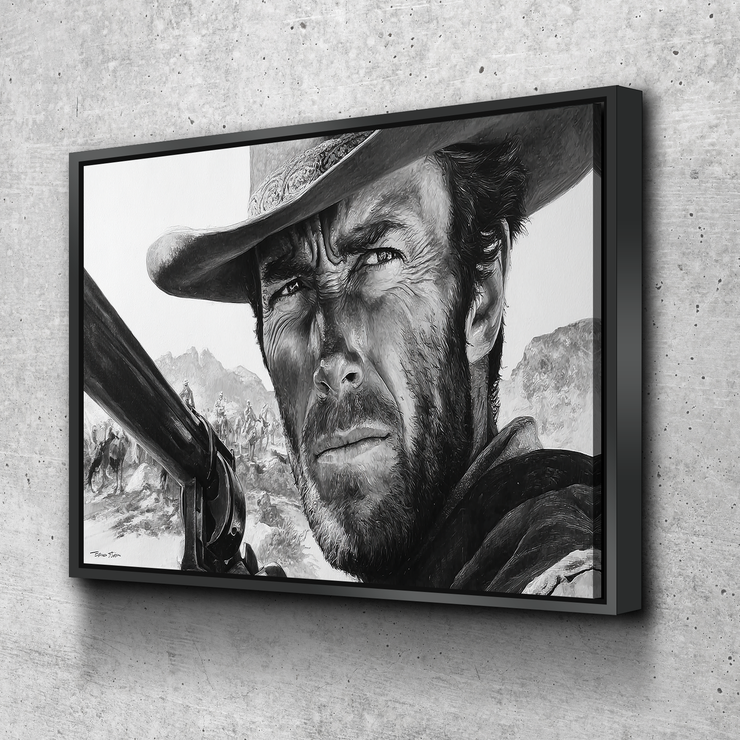“The Look of Grit” Clint Cowboy Close-Up Canvas Wall Art