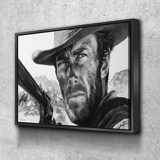 “The Look of Grit” Clint Cowboy Close-Up Canvas Wall Art