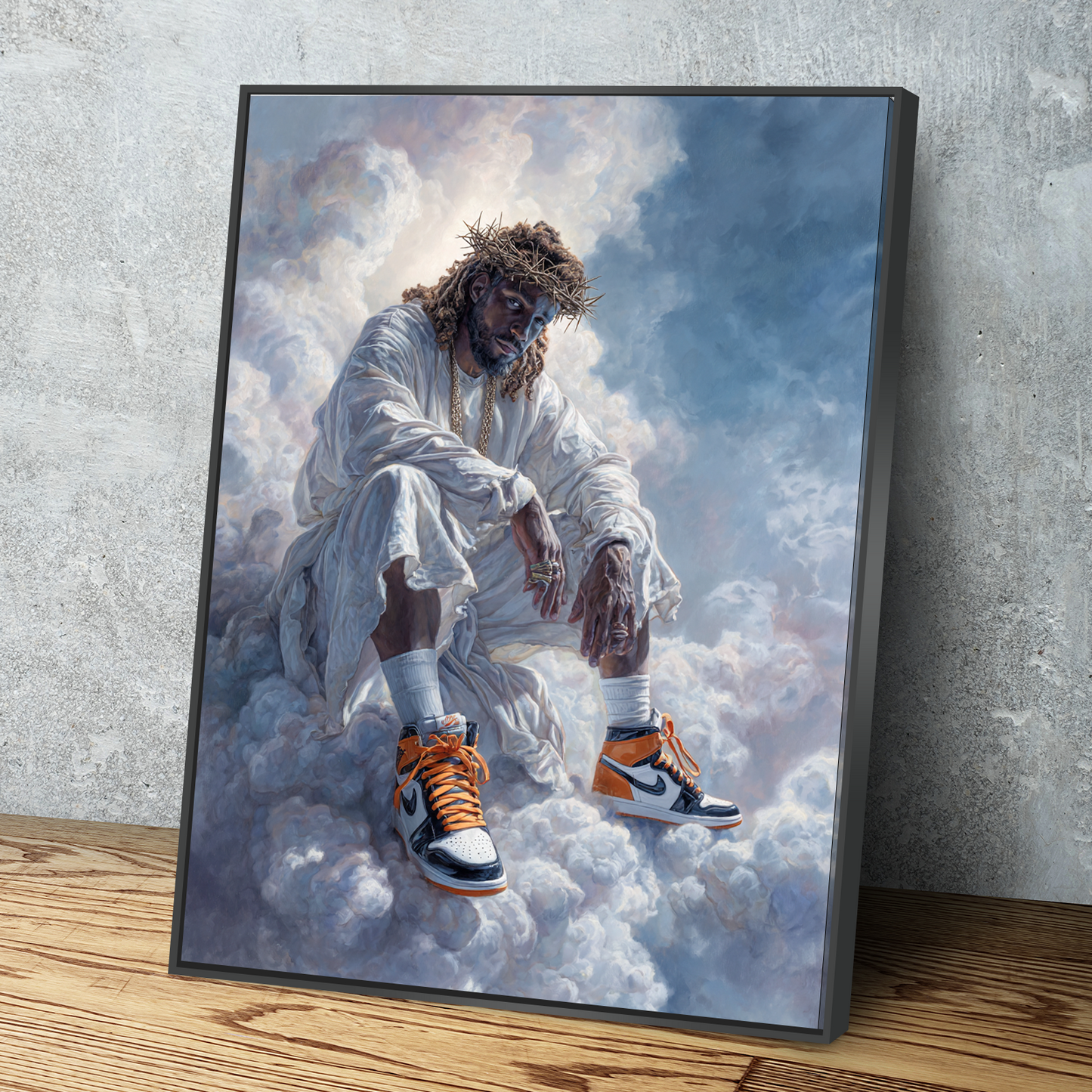 Black Jesus Drip Wall Art – Modern African American Faith Canvas Decor