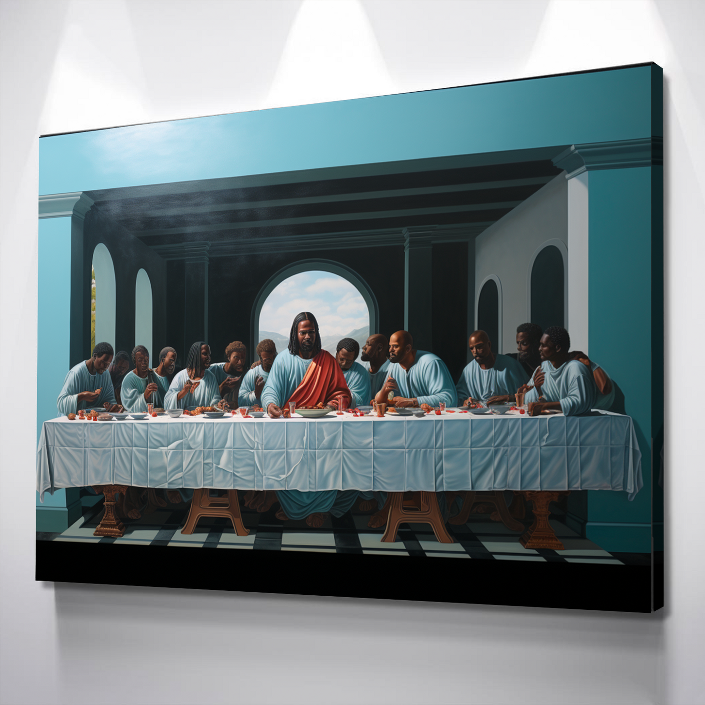 African American Wall Art | African Canvas Art | Canvas Wall Art | Black Jesus Last Supper v2