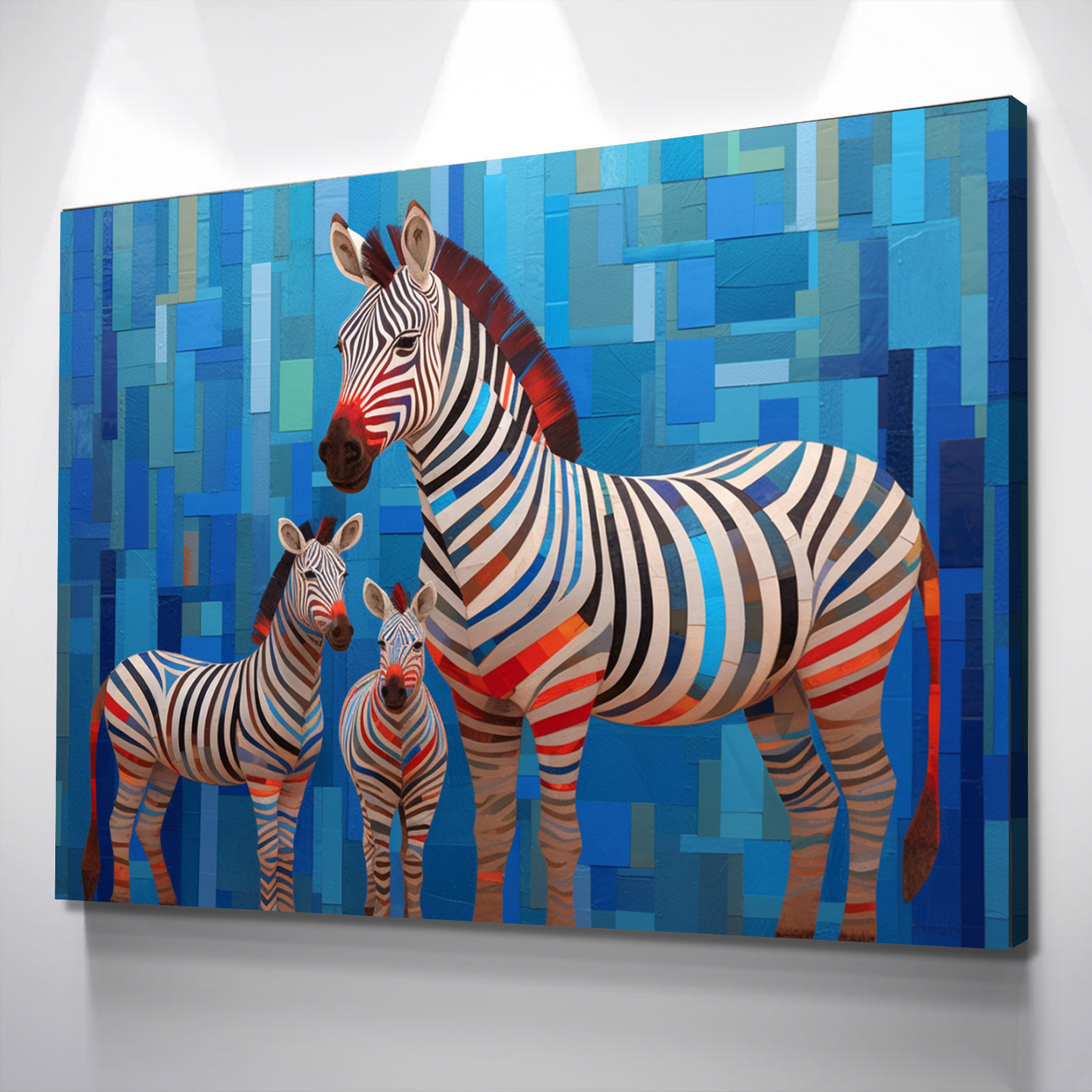 Zebra Abstract Colorful Canvas Wall Art Framed Print | Living Room Kids Room Bedroom Wall Decor v2