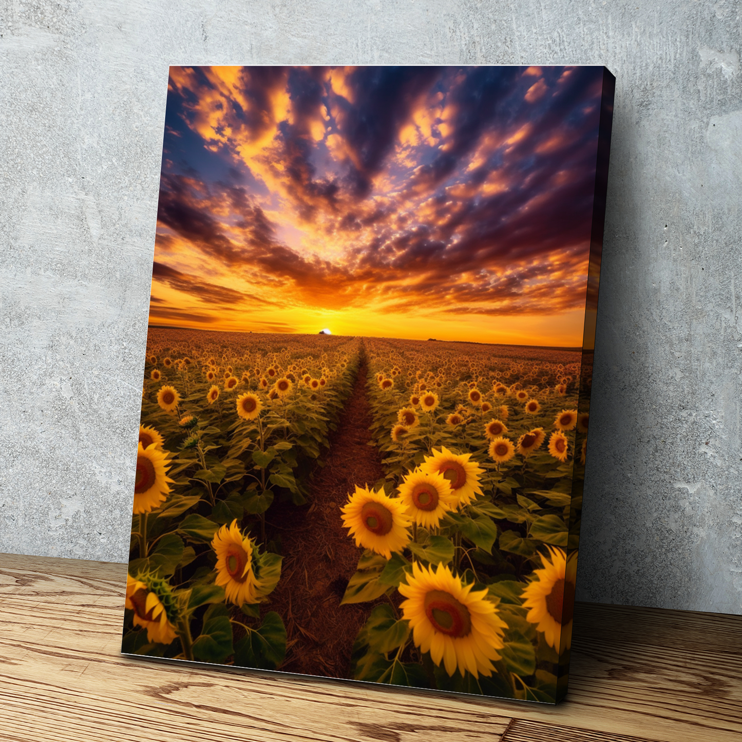 Sunflower Canvas Painting | Summer Sunflower Field Flowers Yellow | Sunflower Canvas Wall Art | Sunflower Wall Decor Print | Living Room Bathroom Bedroom Wall Decor v5