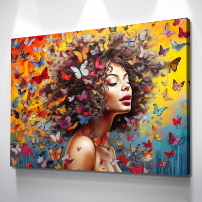 Graffiti Canvas Art | Girl Multicolor Butterflies Print Poster Art Canvas Wall Art | Living Room Bedroom Canvas Wall Art