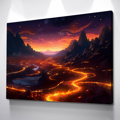 Living Room Wall Art | Landscape Wall Art Canvas Prints | Mountain Wall Art | Mountain Scenery Canvas Wall Art | Mystical Fire Trail