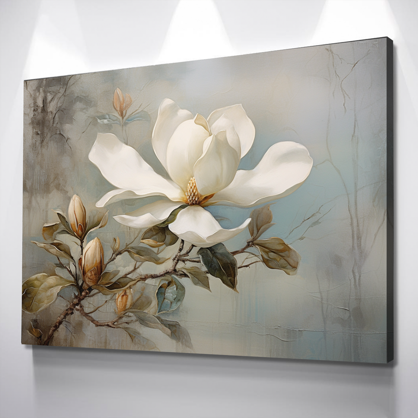 Magnolia Flowers Landscape Bathroom Wall Art | Bathroom Wall Decor | Bathroom Canvas Art Prints | Canvas Wall Art