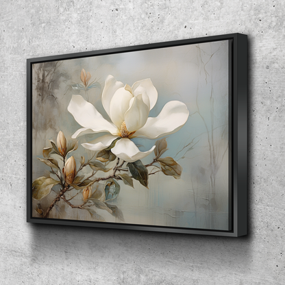 Magnolia Flowers Landscape Bathroom Wall Art | Bathroom Wall Decor | Bathroom Canvas Art Prints | Canvas Wall Art