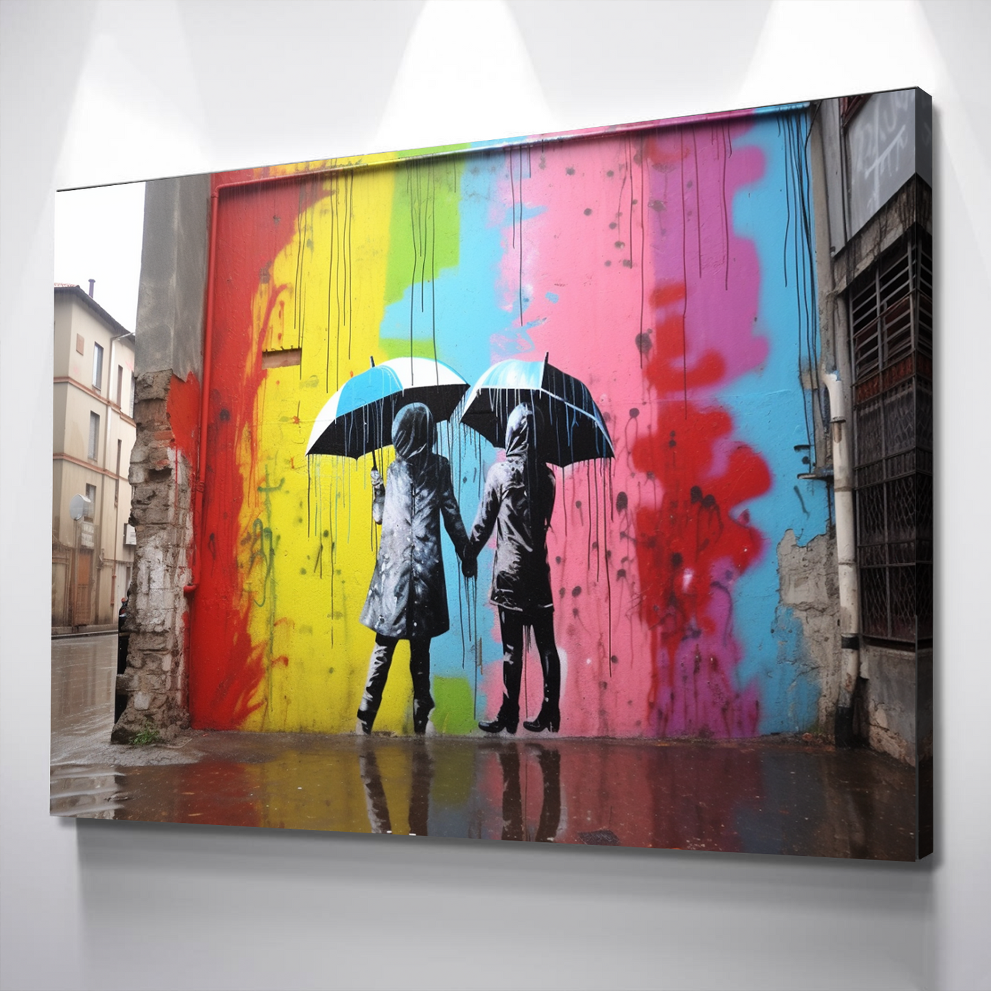 Graffiti Canvas Art | Colored Rain Mural Print Poster Art Canvas Wall Art | Living Room Bedroom Canvas Wall Art