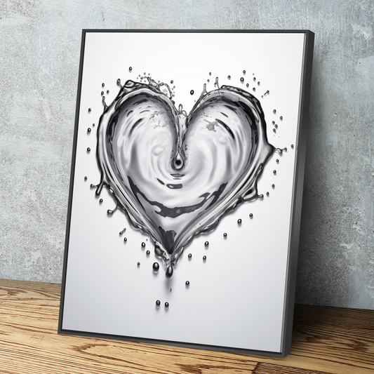 Heart Drop Splash Bathroom Wall Art | Bathroom Wall Decor | Bathroom Canvas Art Prints | Canvas Wall Art v3