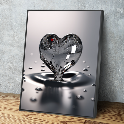 Heart Drop Splash Bathroom Wall Art | Bathroom Wall Decor | Bathroom Canvas Art Prints | Canvas Wall Art v2