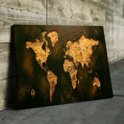 Rustic Push Pin World Map Canvas Wall Art