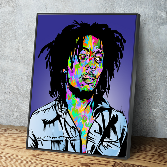 technodrome1 | African American Art | Bob Marley Reggae Music Legend | Canvas Wall Art Framed Print Poster