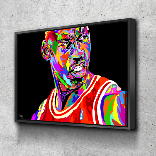 technodrome1 | African American Art | MJ Bulls 23 Chicago Jordan Basketball Legend | Canvas Wall Art Framed Print Poster