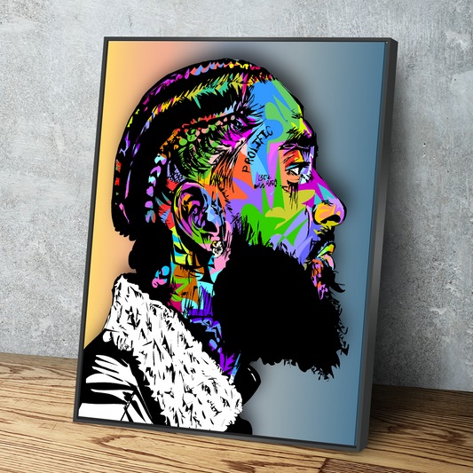 technodrome1 | African American Art | Nipsey Hussle Prolific Rap Music Legend | Canvas Wall Art Framed Print Poster