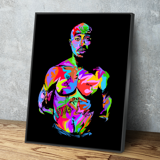 technodrome1 | African American Art | Pac Thug Life Rap Music Legend | Canvas Wall Art Framed Print Poster